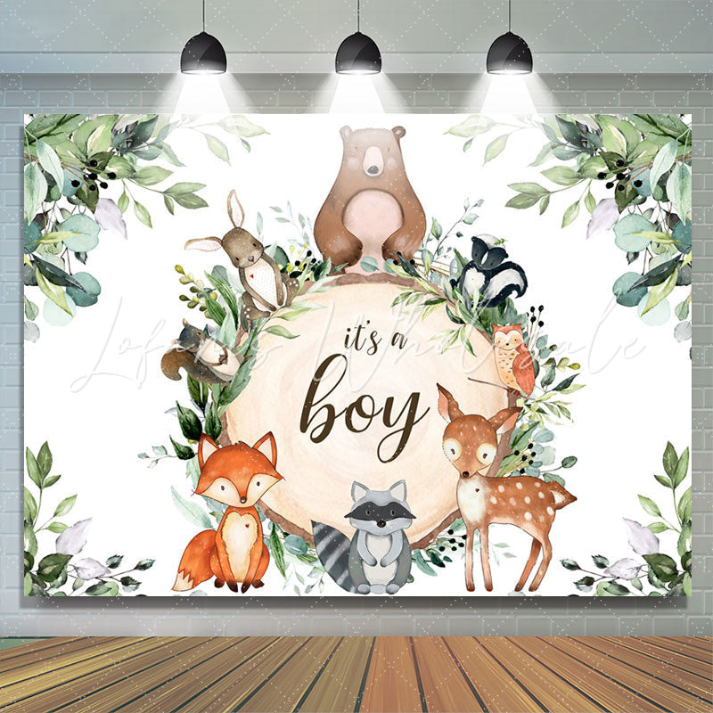 Lofaris Green Leaves And Jungle Animals Baby Shower Backdrop