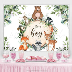 Lofaris Green Leaves And Jungle Animals Baby Shower Backdrop