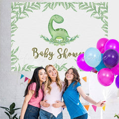 Lofaris Green Leaves Dinosaur Decor Backdrop for Baby Shower Party