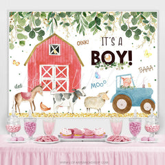 Lofaris Green Leaves Farm House Animal Baby Shower Backdrop