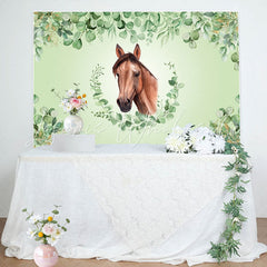 Lofaris Green Leaves Horse Baby Shower Backdrop For Boy