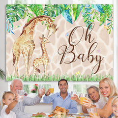 Lofaris Green Leaves Oh Baby Giraffe Backdrop For Shower