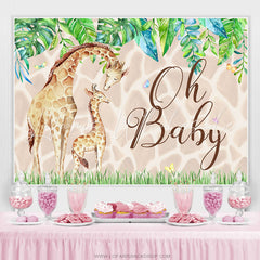 Lofaris Green Leaves Oh Baby Giraffe Backdrop For Shower