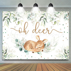 Lofaris Green Leaves Oh Deer Boho Safari Theme Baby Shower Backdrop