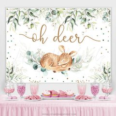 Lofaris Green Leaves Oh Deer Boho Safari Theme Baby Shower Backdrop