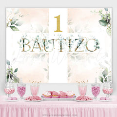 Lofaris Green Leaves Theme Bautizo Happy 1St Birthday Backdrop