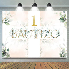 Lofaris Green Leaves Theme Bautizo Happy 1St Birthday Backdrop