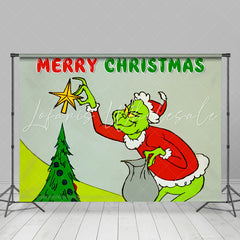 Lofaris Green Monster Steal Xmas Tree Christmas Backdrop