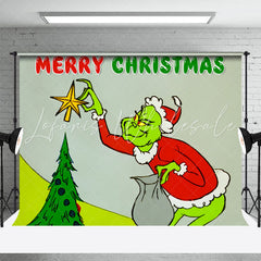 Lofaris Green Monster Steal Xmas Tree Christmas Backdrop