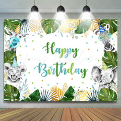 Lofaris Green Monstera Forest Animal Boho Birthday Backdrop