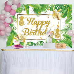 Lofaris Green Monstera Gold Pineapple Backdrop For Birthday