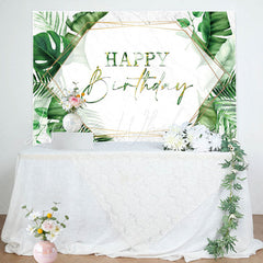 Lofaris Green Monstra Marble Texture Happy Birthday Backdrop