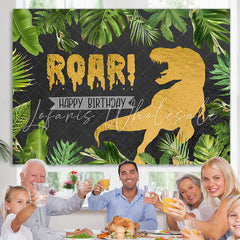 Lofaris Green Plant And Tyrannosaurus Rex Birthday Backdrop