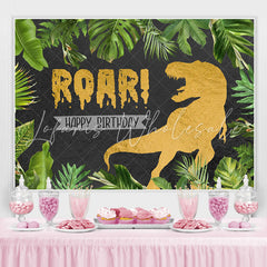 Lofaris Green Plant And Tyrannosaurus Rex Birthday Backdrop