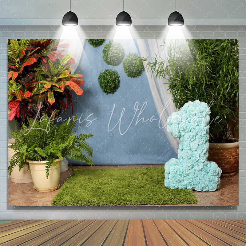 Lofaris Green Plant Grass First Birthday Photo Backdrop for Party