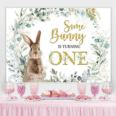 Lofaris Green Plant Some Bunny Is Turning One Birthday Backdrop