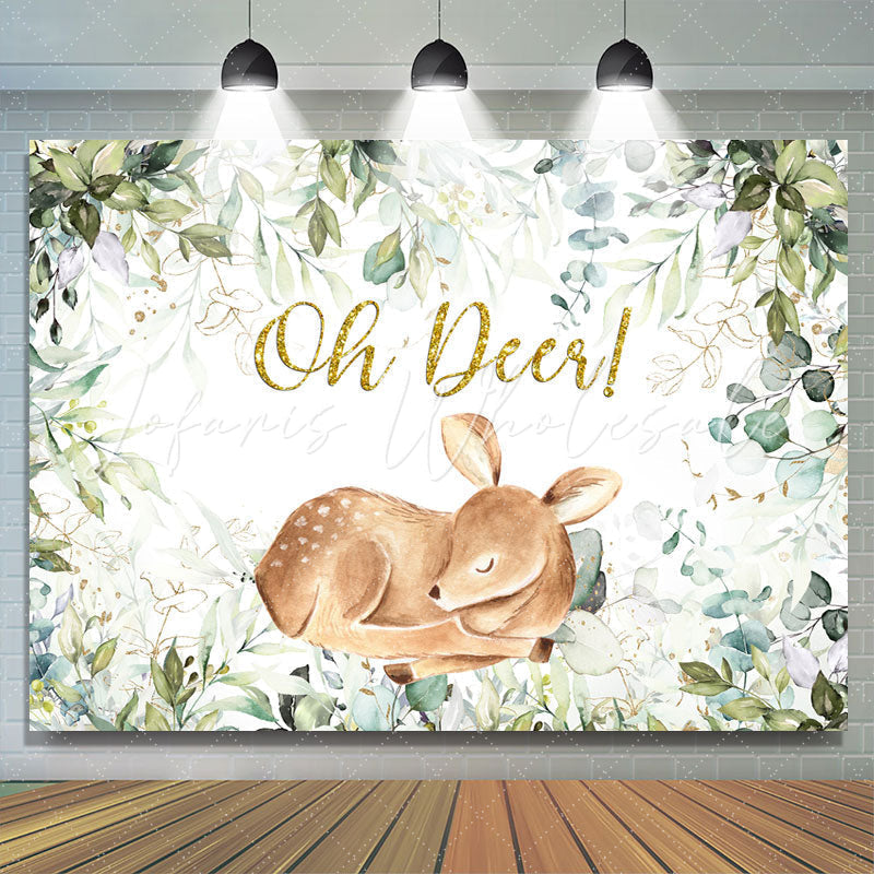 Lofaris Green Plants Oh Deer Baby Shower Backdrop For Boys