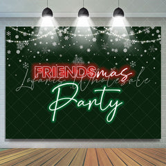 Lofaris Green Red Neon Light Snow Friendsmas Party Backdrop