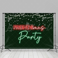 Lofaris Green Red Neon Light Snow Friendsmas Party Backdrop