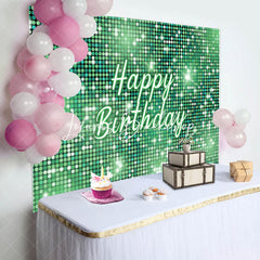 Lofaris Green Sequins Sparkle Happy Birthday Party Backdrop