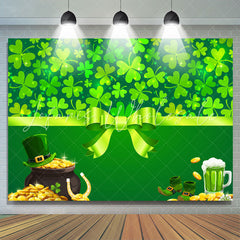 Lofaris Green Shamrock And Gold Coins Baby Shower Backdrop