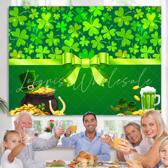 Lofaris Green Shamrock And Gold Coins Baby Shower Backdrop