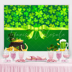 Lofaris Green Shamrock And Gold Coins Baby Shower Backdrop