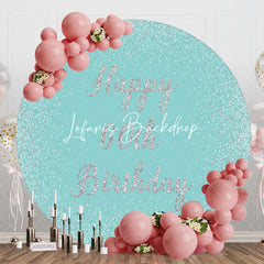 Lofaris Green Silver Glitter Round 60th Birthday Backdrop