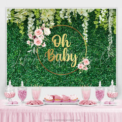 Lofaris Green Spring With Floral Baby Shower Backdrop