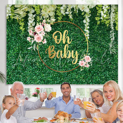 Lofaris Green Spring With Floral Baby Shower Backdrop