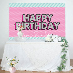 Lofaris Green Stripe Pink Dots Backdrop For Birthday Party