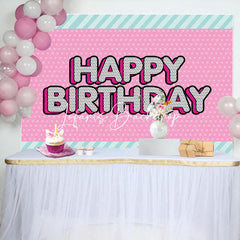 Lofaris Green Stripe Pink Dots Backdrop For Birthday Party