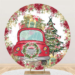 Lofaris Green Tree Red Car Circle Christmas Backdrop For Party