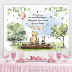 Lofaris Green Trees And Pink Balloon Bear Birhday Backdrop