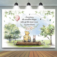 Lofaris Green Trees And Pink Balloon Bear Birhday Backdrop