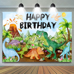 Lofaris Green Trees Dinosaur Volcanic Birthday Backdrop