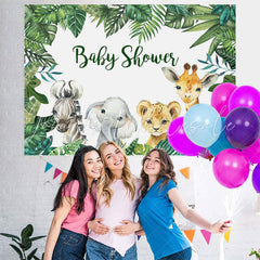 Lofaris Green Tropical Plants and Animal Baby Shower Backdrop