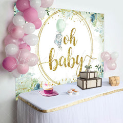 Lofaris Green Watercolor Leaves Animal Baby Shower Backdrop