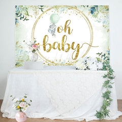 Lofaris Green Watercolor Leaves Animal Baby Shower Backdrop