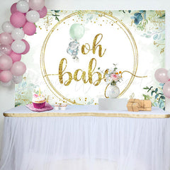 Lofaris Green Watercolor Leaves Animal Baby Shower Backdrop