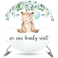 Lofaris Green We Can Bearly Wait Circle Baby Shower Backdrop