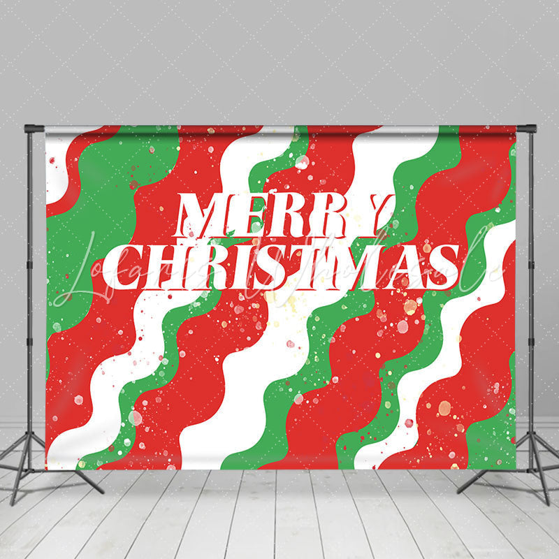 Lofaris Green White Red Wave Dots Merry Christmas Backdrop