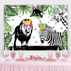 Lofaris Green With Black-White Safaris Theme Birthday Backdrop