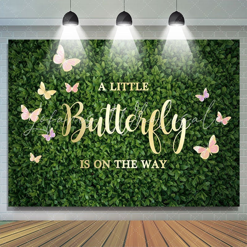 Lofaris Greenery Pink Butterfly Baby Shower Backdrop for Girl