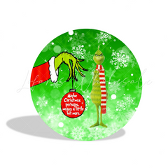 Grinch Theme Birthday Party Round Backdrop Cover Plinth Cylinder Pedestal Cover