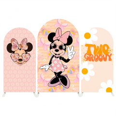 Groovy Two Minnie Happy Birthday Baby Shower Party Background Arch Backdrop Wall Cloth Cover