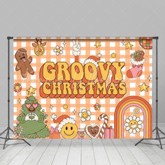 Lofaris Groovy Yellow Cute Cartoon Merry Christmas Backdrop