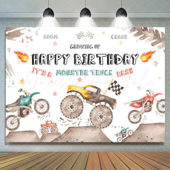 Lofaris Growing Up Monster Truck Bash Boy Birthday Backdrop