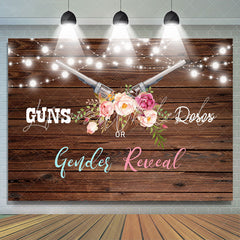 Lofaris Gun Or Rose Gender Reveal Wooden Baby Shower Backdrop