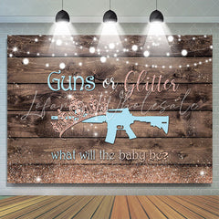 Lofaris Guns Or Glitter Wood Gender Reveal Baby Shower Backdrop